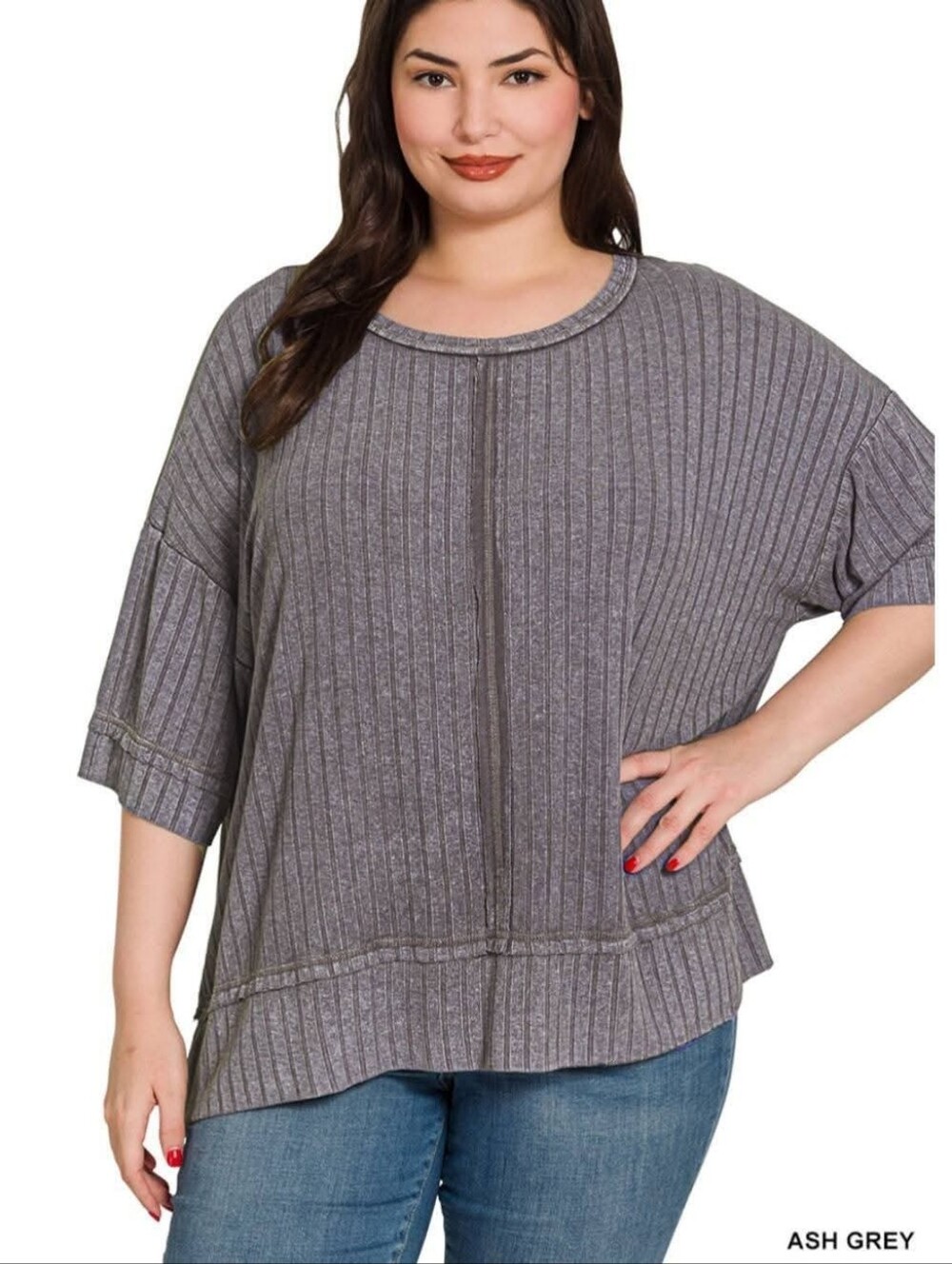 New Zenana Washed Ribbed Top